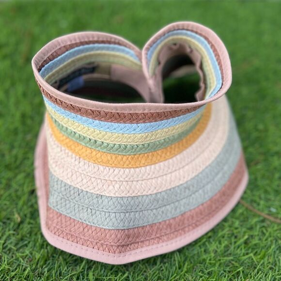 SAN DIEGO HAT CO. Paper Braid Roll-up Visor In Multicolor beach cruise vacation - Picture 5 of 6